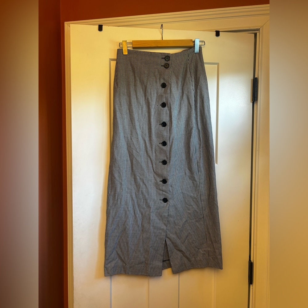 Houndstooth Button Up Skirt